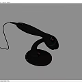 Practical Black Fixed Telephone Handset With Curved Cord And Base On Light Blue Background 3d model