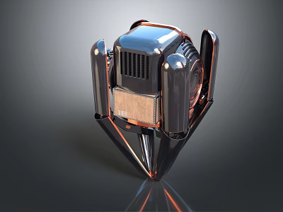 Metallic Industrial Machine Component With Black Copper Heat Sink And Reflective Surface 3d model
