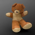 Cute Brown Stuffed Teddy Bear With Light Brown Belly And Paws 3d model