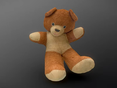 Cute Brown Stuffed Teddy Bear With Light Brown Belly And Paws 3d model