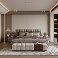 Modern Bedroom Interior Design With Tufted Headboard Nightstand Lamp And Soft Area Rug
