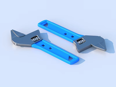 Adjustable Hardware Tools Wrenches With Blue Handles For Home Repair And DIY Tasks 3d model