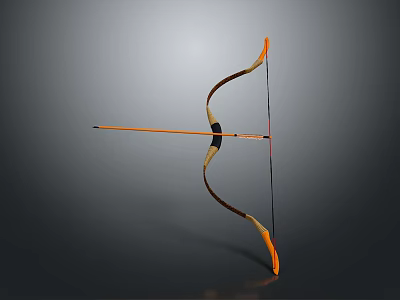 Handcrafted Orange And Brown Traditional Bow With Modern Design For Hunting Enthusiasts 3d model