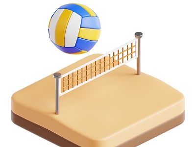 modern beach volleyball cartoon volleyball 3d model