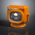 Vintage Orange Bajaj TV Retro Design with Round Knob and White Cloud on Screen