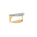 Modern Coffee Table With Black Glass Top And Gold Metal Curved Frame