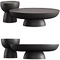 Black Round Coffee Table With Modern Unique Base Design And Smooth Surface 3d model