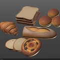 Assorted Fresh Bread Varieties Including Sliced Buns Croissant Baguette And Chocolate Chip Roll