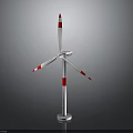 Heavy Duty Industrial Wind Turbine With Three Red White Striped Blades And White Tower Structure