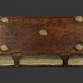 Antique Leather Book With Carved Patterns Metal Decorative Studs Vintage Design