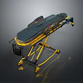 Adjustable Ambulance Stretcher With Yellow Frame Black Mattress And Wheels Design