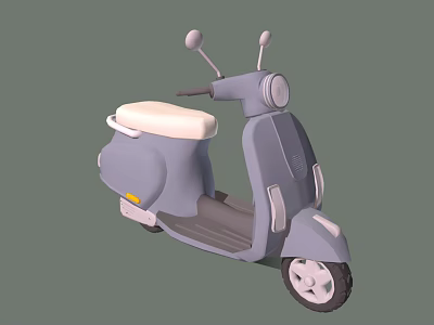 Light Gray Classic Scooter With White Seat Round Headlight And Rearview Mirrors 3d model