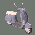 Light Gray Classic Scooter With White Seat Round Headlight And Rearview Mirrors
