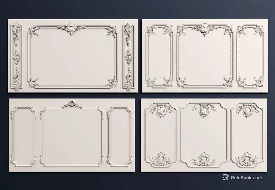 Ornate Wall Paneling Designs With Decorative Patterns For Home Interior Decoration 3d model