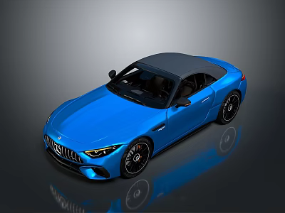 Blue Convertible Sports Car With Sleek Design Black Roof And Wheels 3d model
