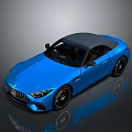 Blue Convertible Sports Car With Sleek Design Black Roof And Wheels