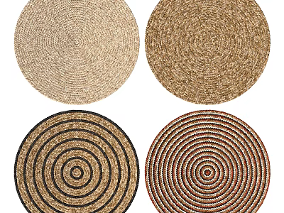 Square Rugs With Woven Patterns In Beige Brown Black And Red Tones 3d model