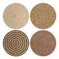 Square Rugs With Woven Patterns In Beige Brown Black And Red Tones