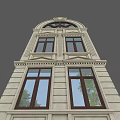 Classic Casement Windows With Decorative Stone Frames And Arched Top Design 3d model