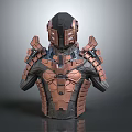 3D Designed Mechanical Style Copper Black Upper Body Armor With Structured Plates And Intricate Details