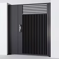 Black Modern Security Door With Vertical Slats Top Grille And Secure Lock Design 3d model