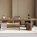 Wind Tea Table and Chair Combination Tea Table Bench Tea Set Stool 3d model