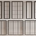 Modern Sliding Doors With Various Glass Panel Designs And Black Metal Frames 3d model