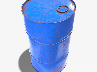 Blue Metal Industrial Barrel Storage Container With Round Lid For Industrial Applications 3d model