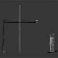 3D Rendering Of Industrial Mechanical Equipment With Curved Arm Vertical Structure And Components