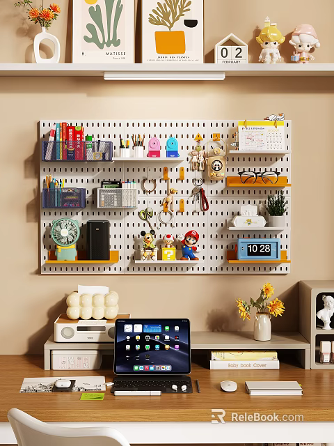 Pegboard With Various Pendants And Decorations 3d model 