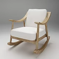 Modern Wooden Rocking Chair With Light Wood Frame And White Cushion