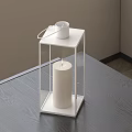 White Square Candle Lantern With Minimalist Design For Modern Home Decor On Wooden Table