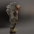 Muscular Monster Character Creature With Ferocious Expression And Rock Like Back Two Views 3d model