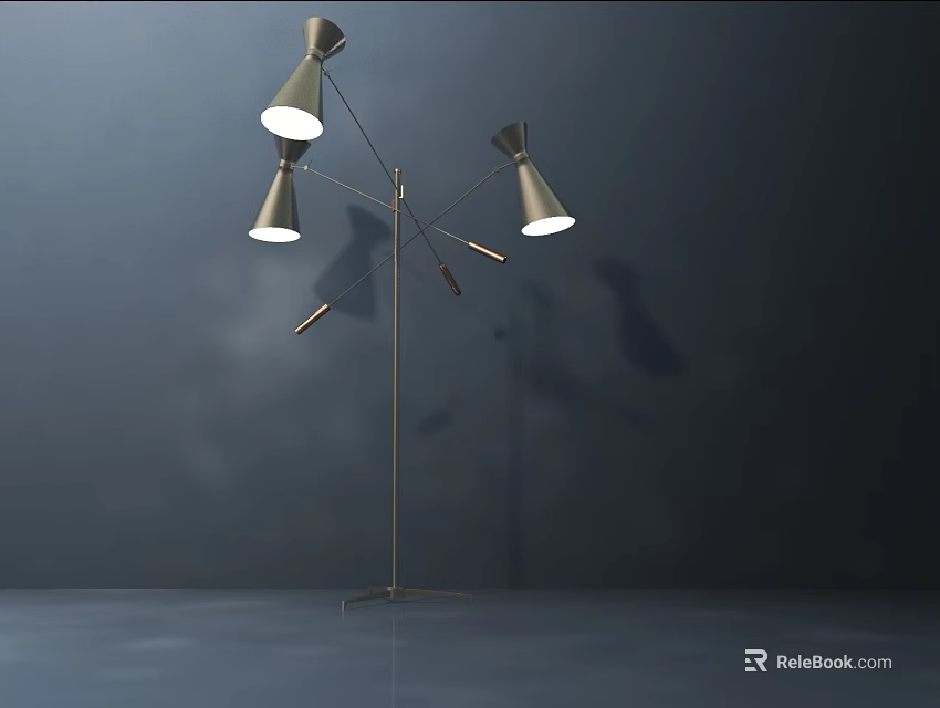 Modern Metal Floor Lamp With Three Adjustable Heads And Shadow Effects 3d model