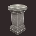Gray Stone Architectural Column With Textured Surface And Solid Base 3d model