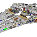 Detailed Building Blocks Spaceship Model Featuring Multiple Decks And Engine Parts 3d model