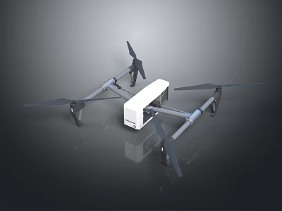 Quadcopter Drone Featuring Four Propellers White Battery Unit And Frame Structure 3d model