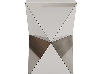 Modern Contemporary Side Table Featuring Geometric Mirrored Panels And Triangular Structure Design 3d model