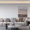 Modern Living and Dining Area Interior With Spacious Layout Sofa TV Wall and City View