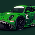 Green Racing Car with Shark Tooth Front Design Number 80 MOTUL and RCC Logos