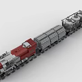 Red And Gray Building Blocks Train With Detailed Locomotive Carriages And Tracks
