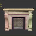 Elegant Marble Fireplace With Ornate Carved Details And Brick Interior