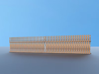 Decorative Wooden Garden Ornament Fence With Vertical Slats And Classic Design 3d model