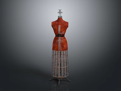 Red Mannequin With Metal Stand For Clothing Display At Home 3d model