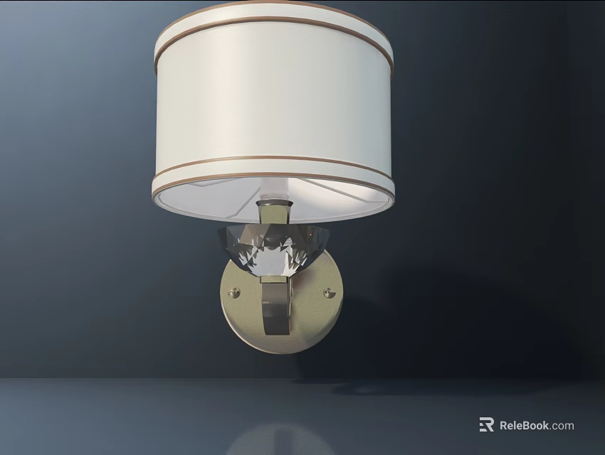 Modern White Fabric Shade Wall Sconce With Metal Base And Elegant Circular Design 3d model 