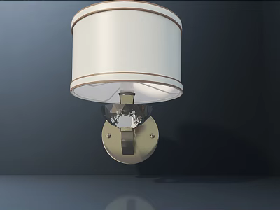 Modern White Fabric Shade Wall Sconce With Metal Base And Elegant Circular Design 3d model