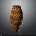Decorative Terracotta Vase With Geometric Patterns And Cylindrical Shape For Home Decor 3d model