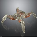Shiny Metallic Spider Like Mechanical Creature With Red Silver Textures And Reflection On Black Background