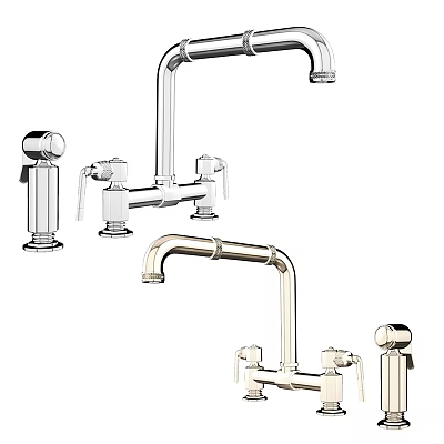 Modern Faucet Designs Featuring Multiple Styles And Metal Finishes For Kitchen Use 3d model