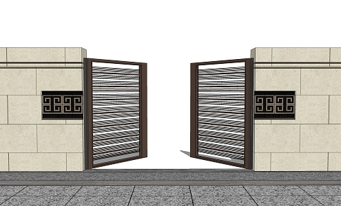 New Chinese style door double door 3d model